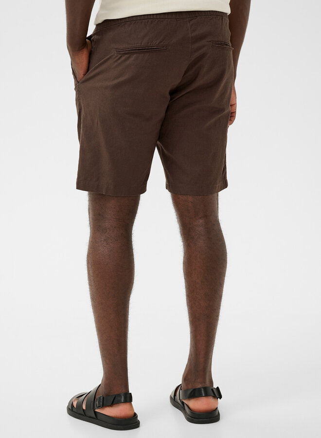 Bermuda Matinique Barton à taille élastique en lin brun chocolat