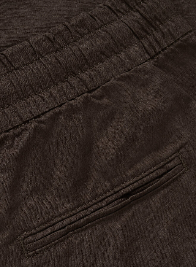 Bermuda Matinique Barton à taille élastique en lin brun chocolat