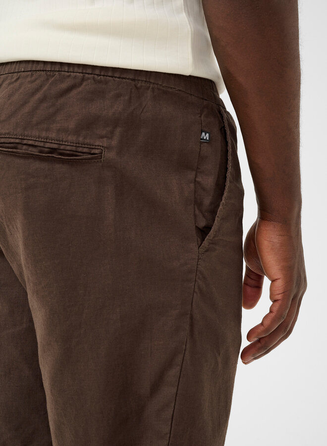 Bermuda Matinique Barton à taille élastique en lin brun chocolat