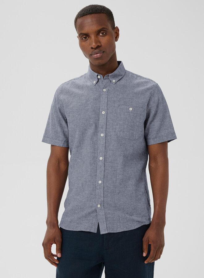 Chemise Matinique Trostol en lin bleu de minuit mélange