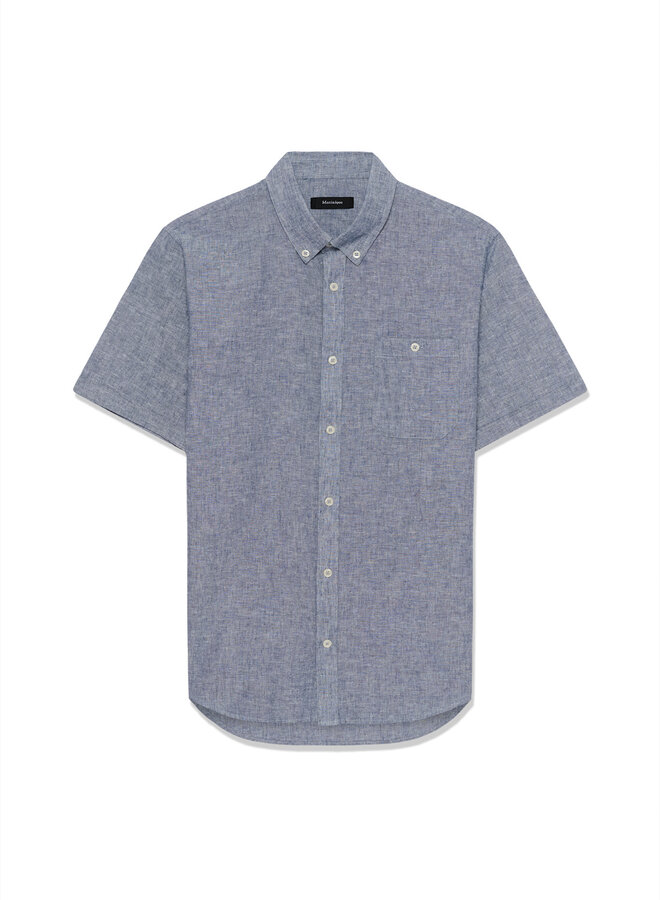 Chemise Matinique Trostol en lin bleu de minuit mélange