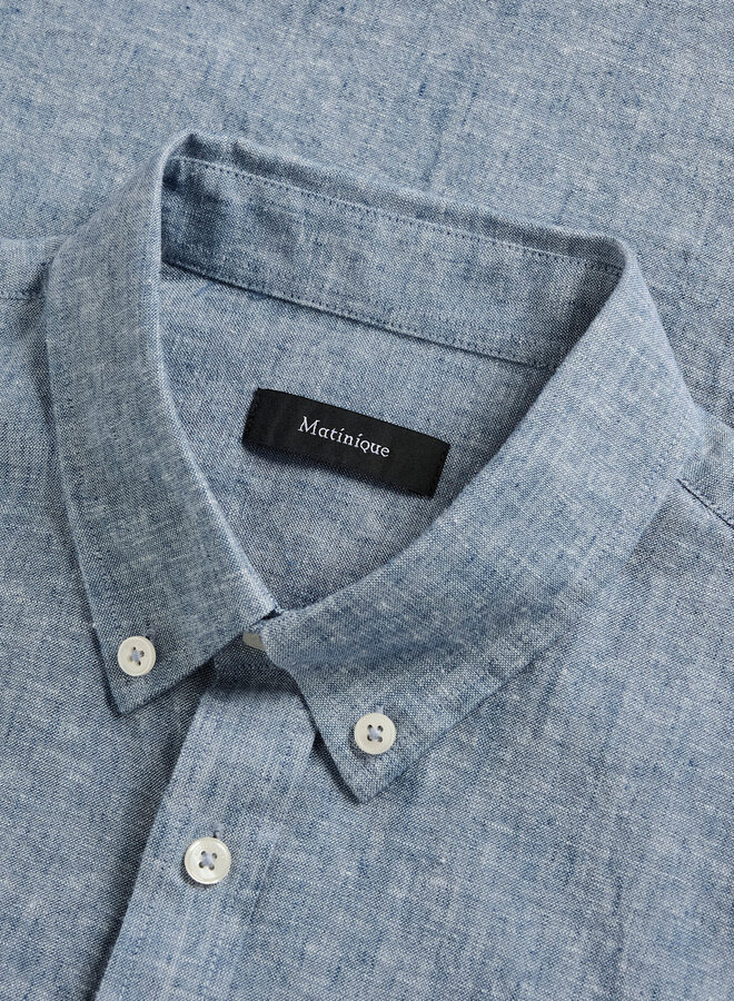 Chemise Matinique Trostol en lin bleu de minuit mélange