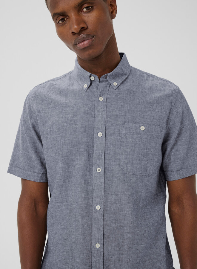 Chemise Matinique Trostol en lin bleu de minuit mélange