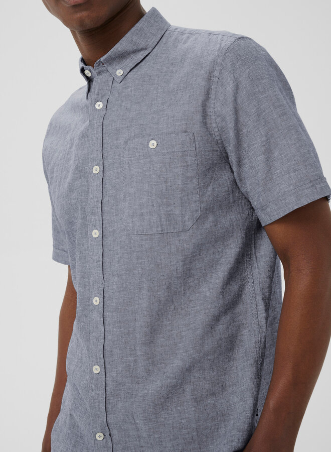 Chemise Matinique Trostol en lin bleu de minuit mélange