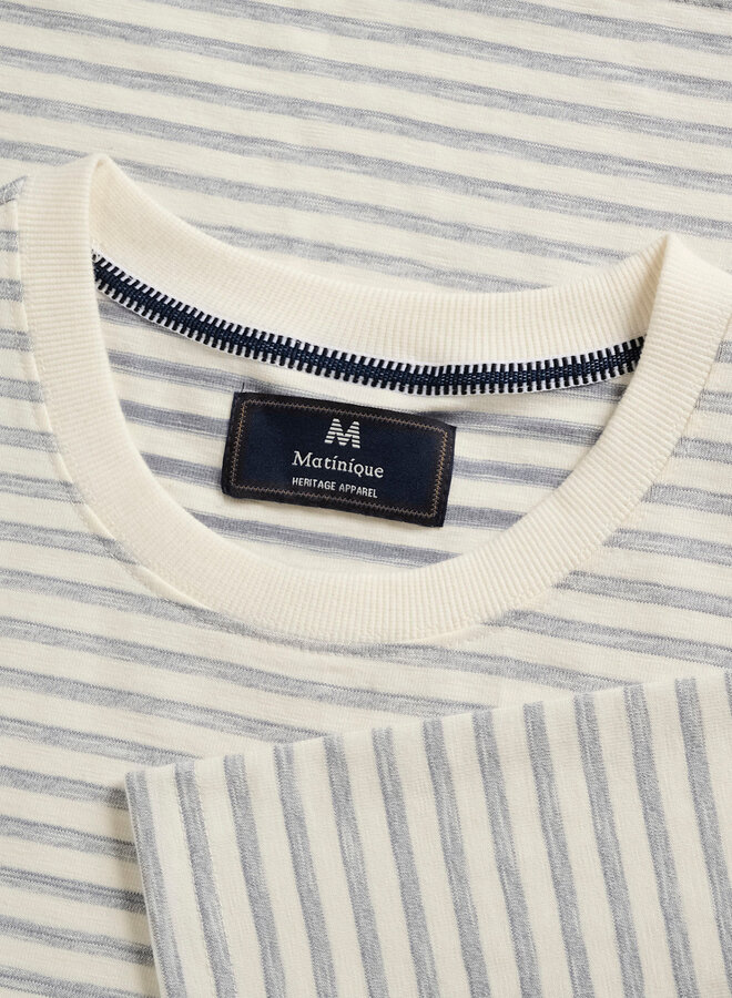 T-shirt Matinique Kai Heritage écru rayé bleu