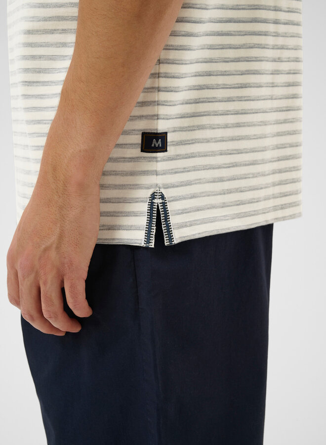 T-shirt Matinique Kai Heritage écru rayé bleu
