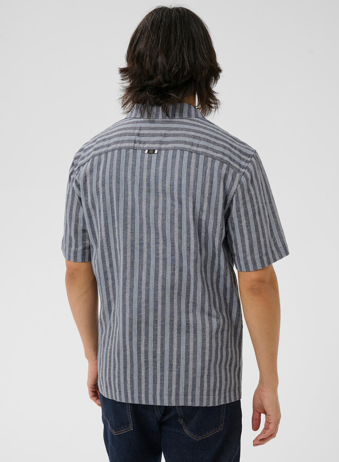 Chemise Matinique Brayden Heritage à manches courtes bleu marine rayée