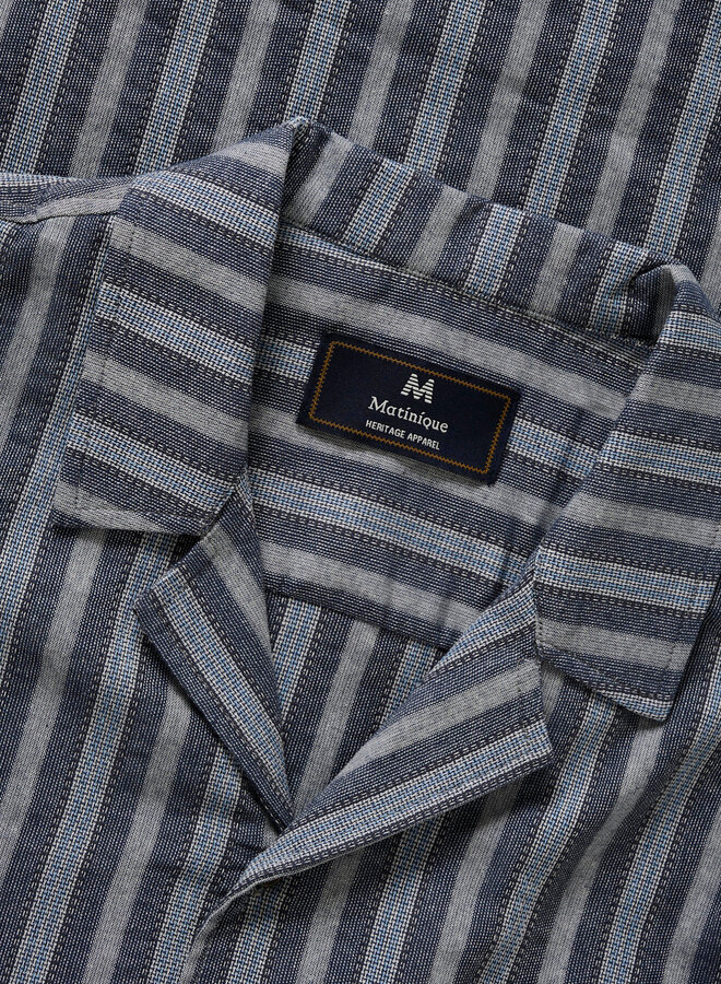 Chemise Matinique Brayden Heritage à manches courtes bleu marine rayée