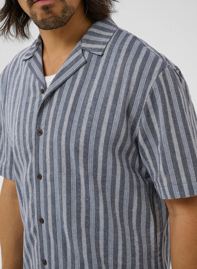 Chemise Matinique Brayden Heritage à manches courtes bleu marine rayée