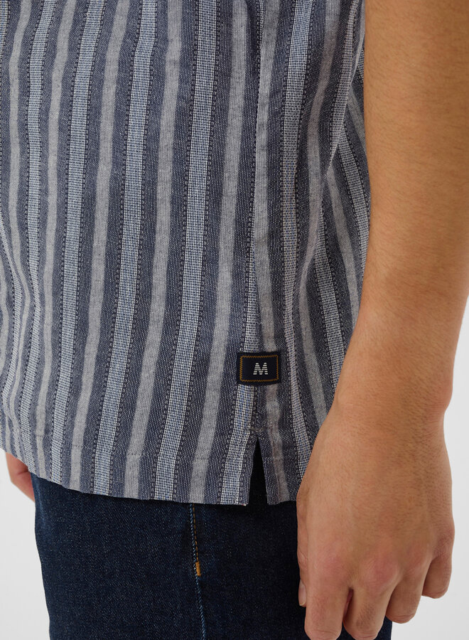 Chemise Matinique Brayden Heritage à manches courtes bleu marine rayée