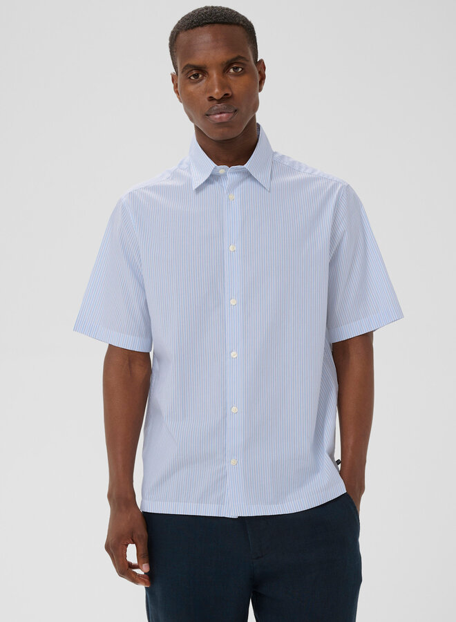 Chemise Matinique Klampo à manches courtes rayée bleue pâle & blanche