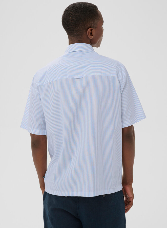 Chemise Matinique Klampo à manches courtes rayée bleue pâle & blanche