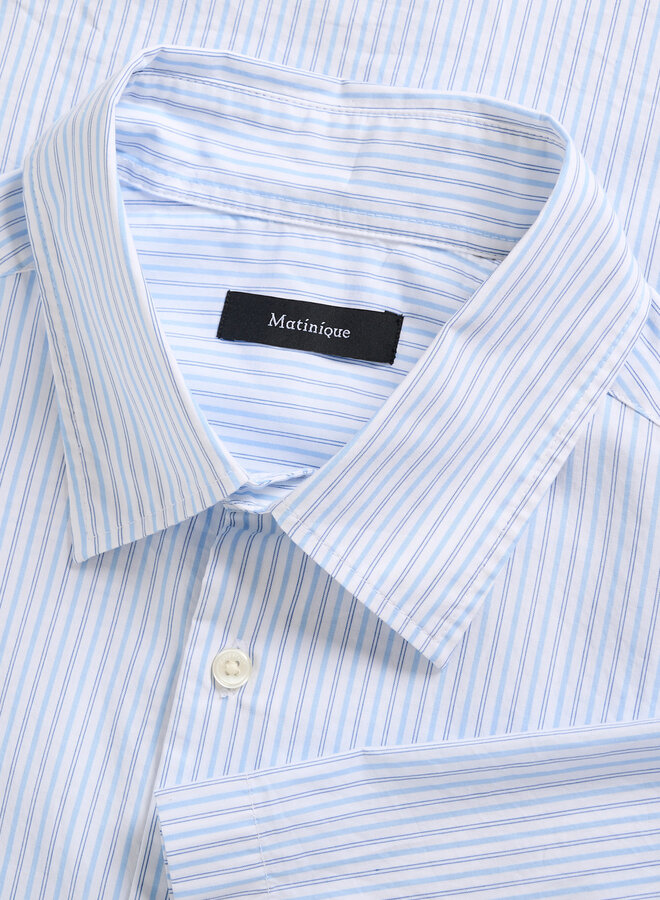 Chemise Matinique Klampo à manches courtes rayée bleue pâle & blanche
