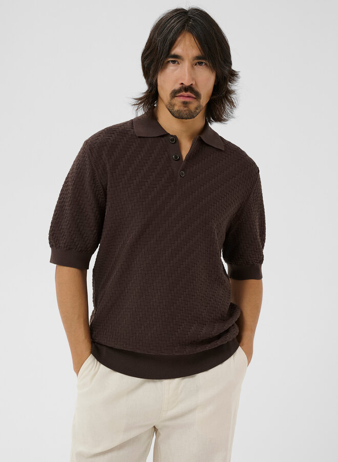 Polo Matinique Polo Knit en tricot brun chocolat