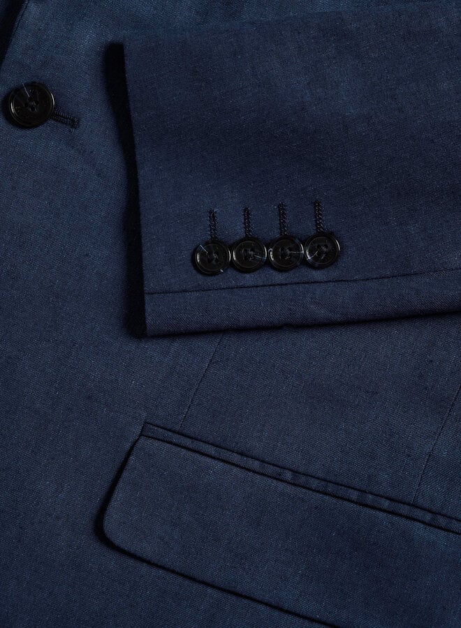 Veston Matinique Charles en mélange de lin bleu de minuit