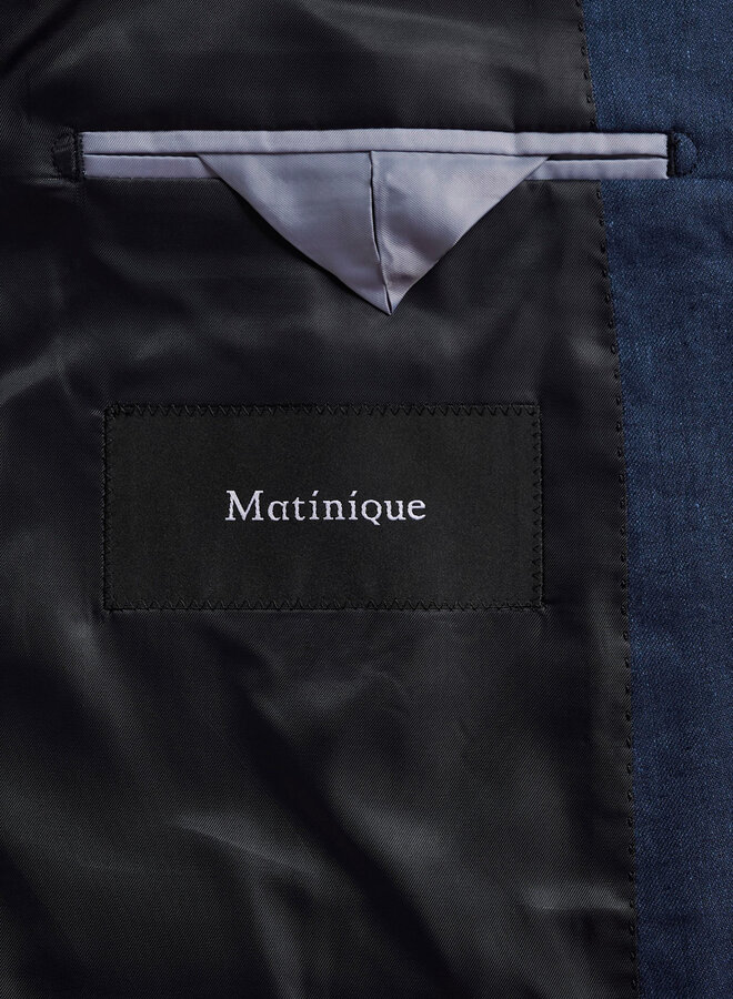 Veston Matinique Charles en mélange de lin bleu de minuit
