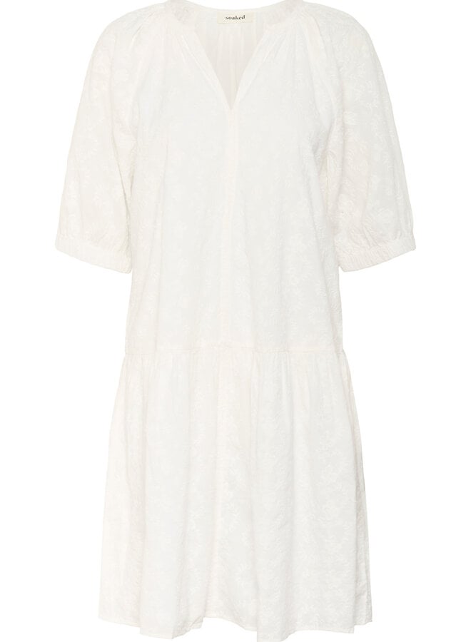 Robe Soaked Isja à broderies écrue ton sur ton