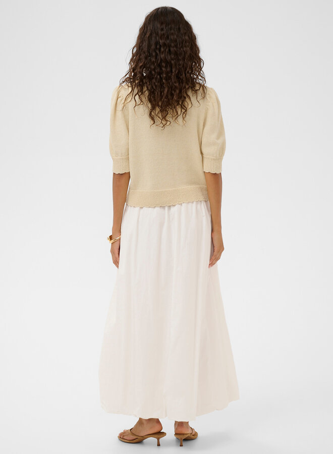 Cardigan Soaked Flores à col rond boutonné et festonné jaune beurre