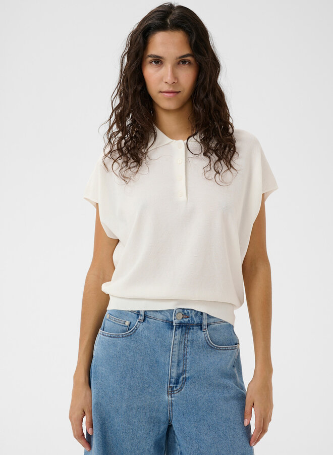 Polo Soaked Elana en tricot écru
