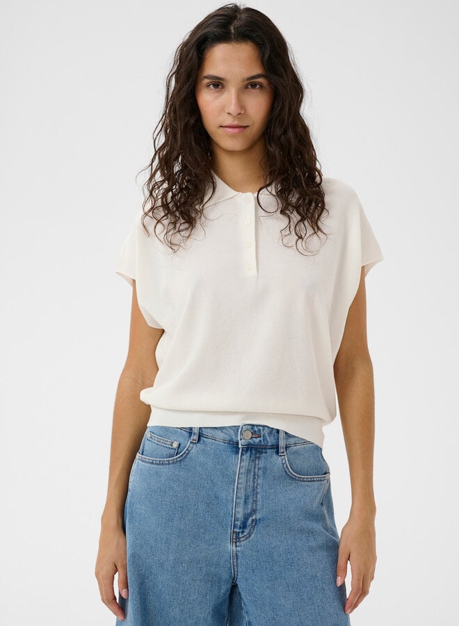 Polo Soaked Elana en tricot écru