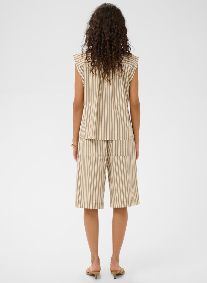 Blouse Soaked Blanca sans manches rayée vert olive & écrue