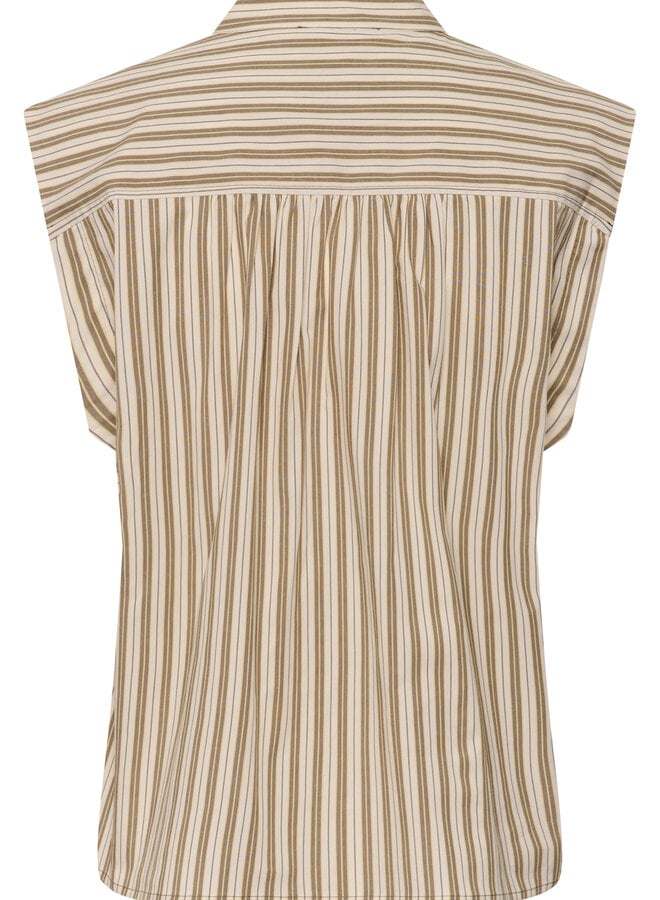 Blouse Soaked Blanca sans manches rayée vert olive & écrue