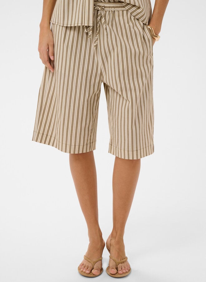 Bermuda Soaked Blanca rayé vert olive & écru