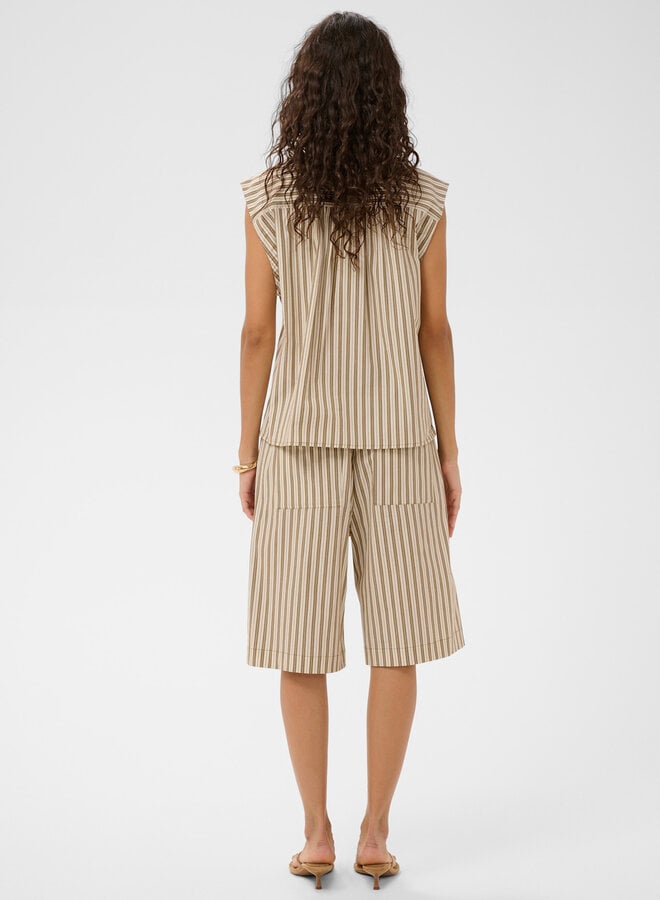 Bermuda Soaked Blanca rayé vert olive & écru