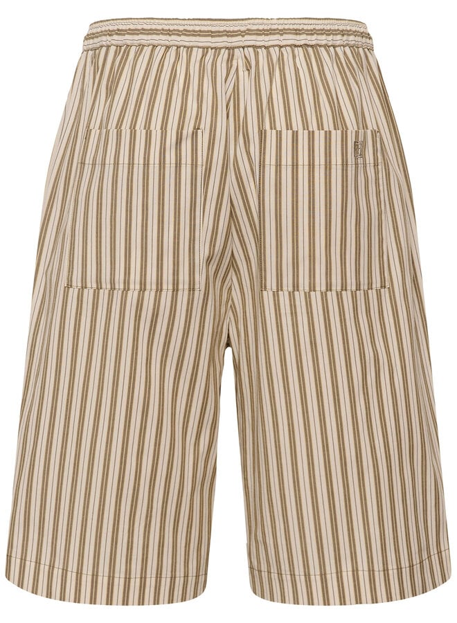 Bermuda Soaked Blanca rayé vert olive & écru