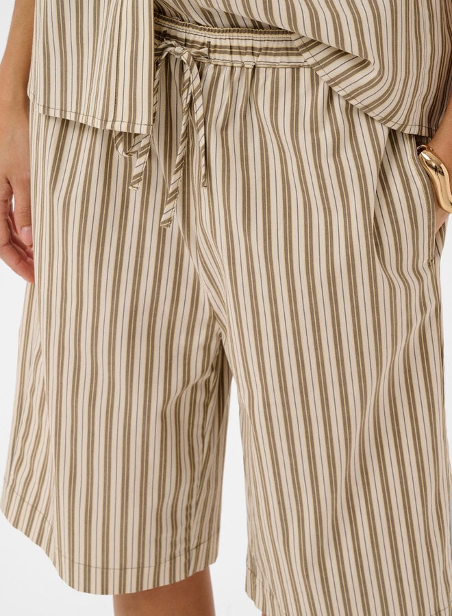 Bermuda Soaked Blanca rayé vert olive & écru