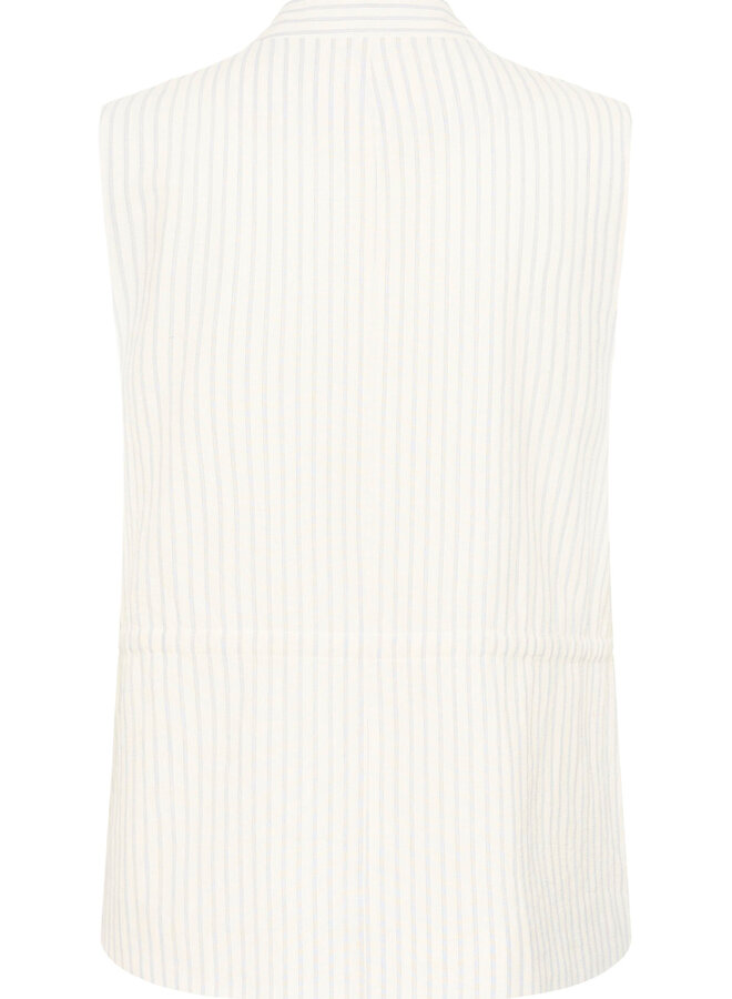 Gilet Soaked Candela à col V boutonné écru rayé bleu