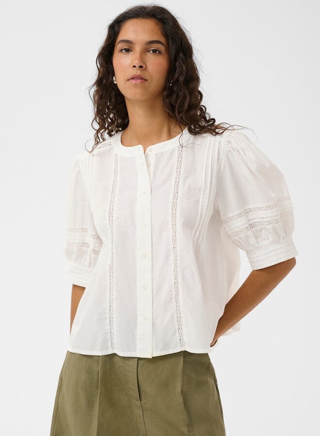 Blouse Soaked Almeda à manches aux coudes à crochet blanche