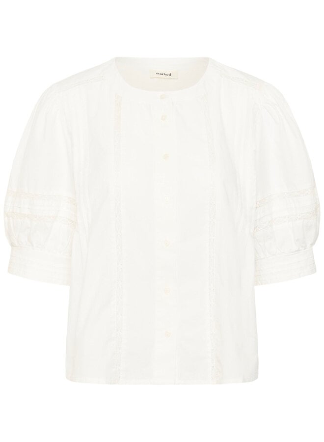 Blouse Soaked Almeda à manches aux coudes à crochet blanche