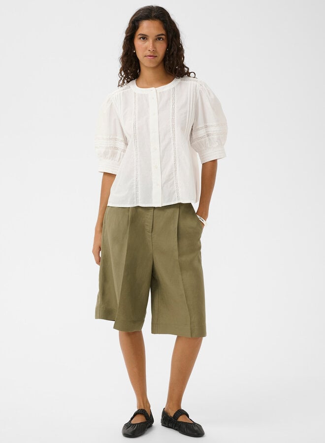 Blouse Soaked Almeda à manches aux coudes à crochet blanche