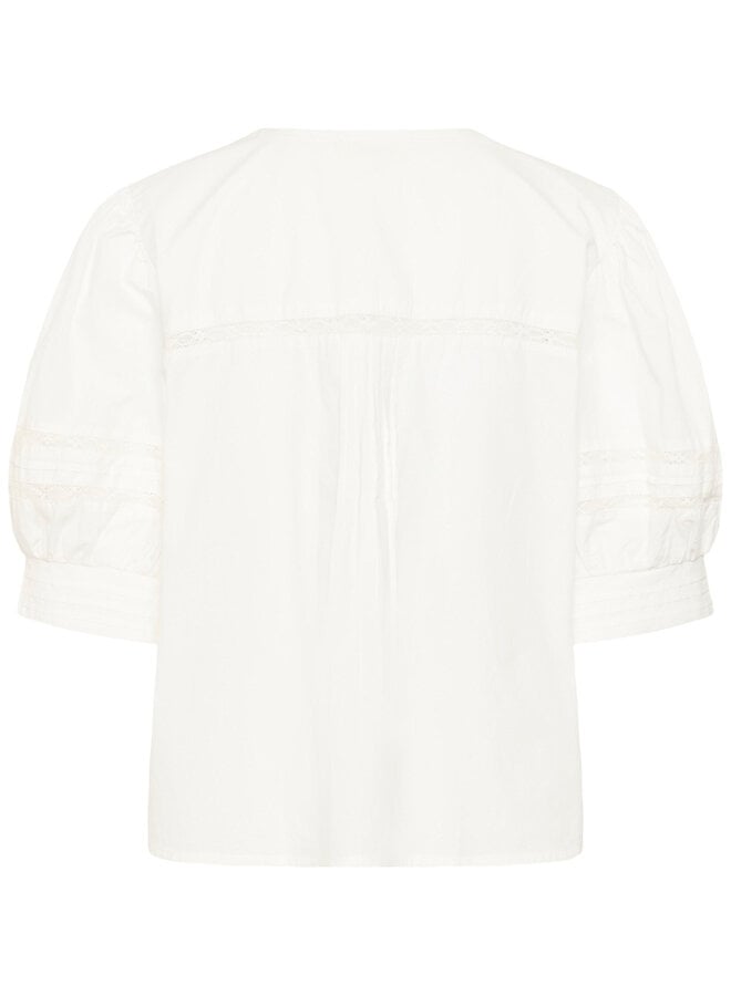 Blouse Soaked Almeda à manches aux coudes à crochet blanche