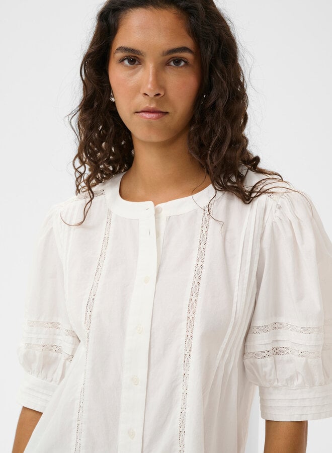 Blouse Soaked Almeda à manches aux coudes à crochet blanche