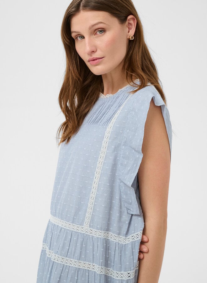 Robe Soaked Aster à crochet rayée bleue & blanche