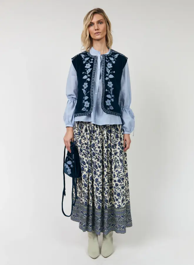 Jupe longue Lollys Laundry Myrall paisley rose & bleue multi