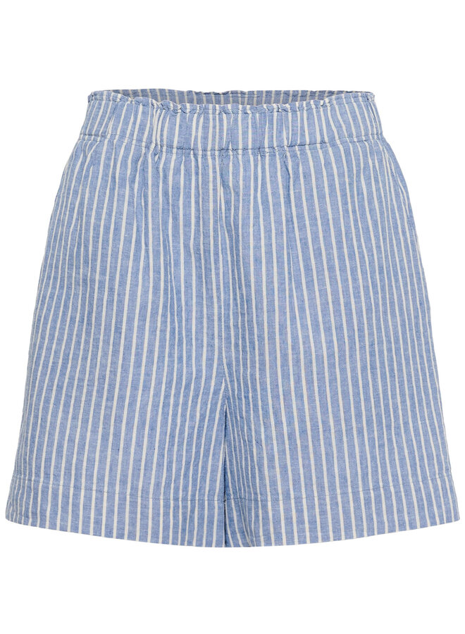 Short Part Two Rigge bleu chambray rayé blanc