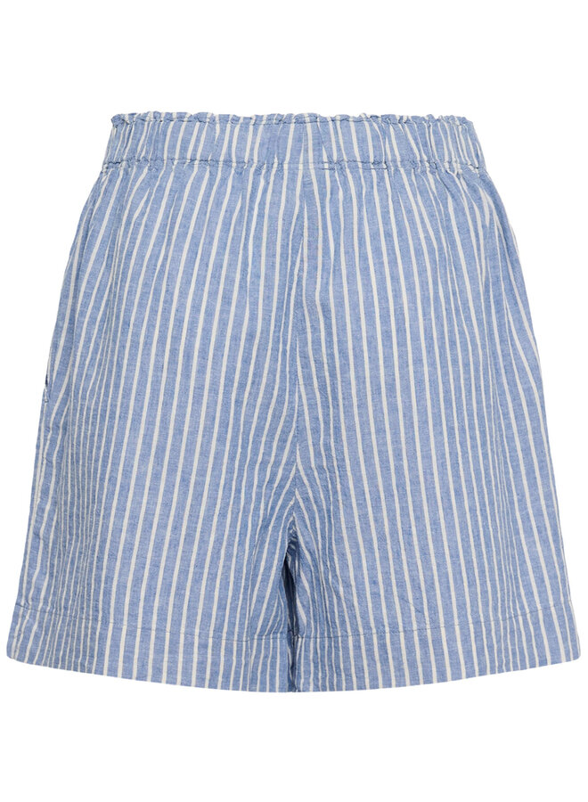 Short Part Two Rigge bleu chambray rayé blanc