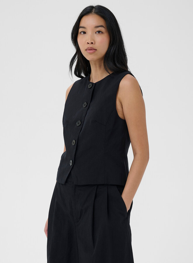 Gilet Part Two Benitta boutonné sans manches noir