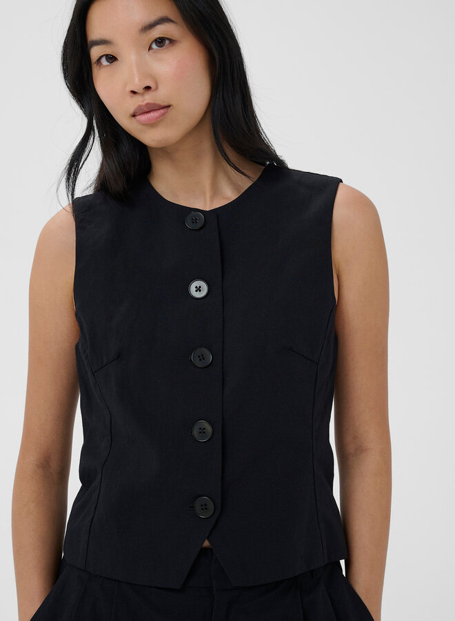 Gilet Part Two Benitta boutonné sans manches noir