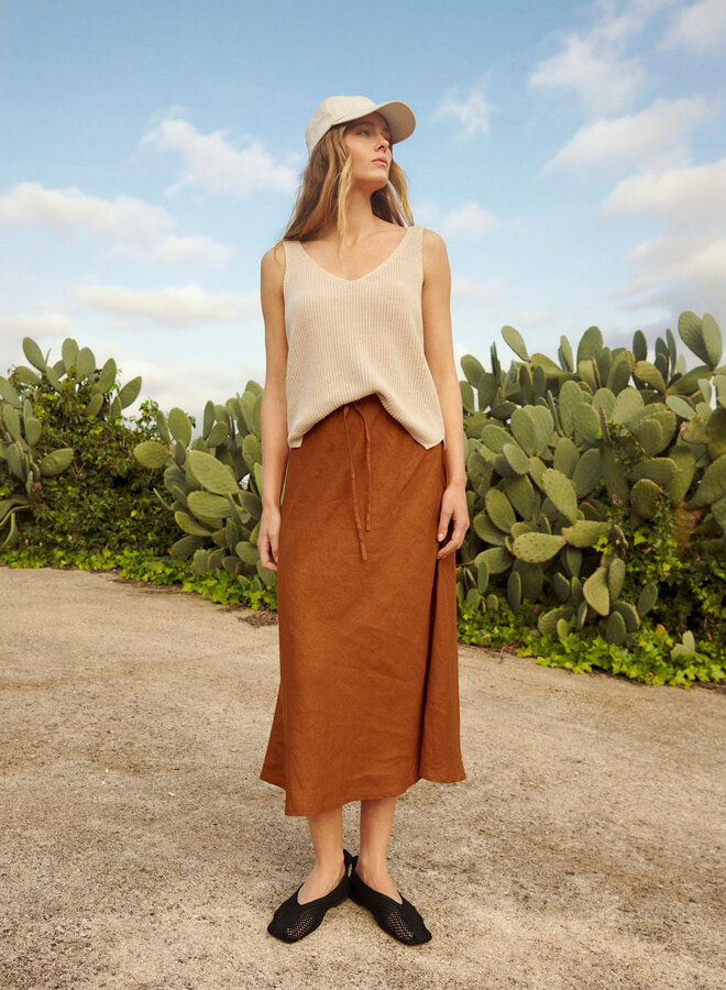 Jupe midi Part Two Bernadina en lin huile d’argan