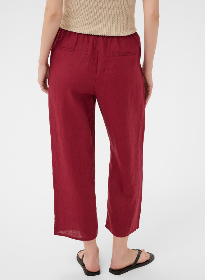 Pantalon Part Two Berita à taille élastique en lin rouge cerise