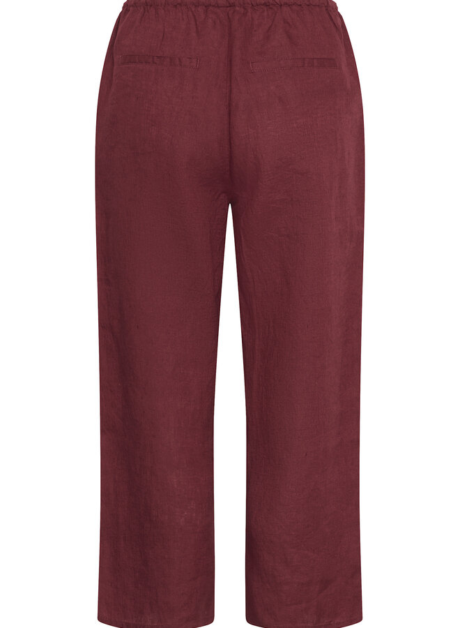 Pantalon Part Two Berita à taille élastique en lin rouge cerise