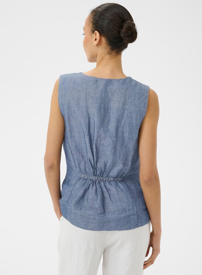 Gilet Part Two Binta à col V boutonné bleu chambray