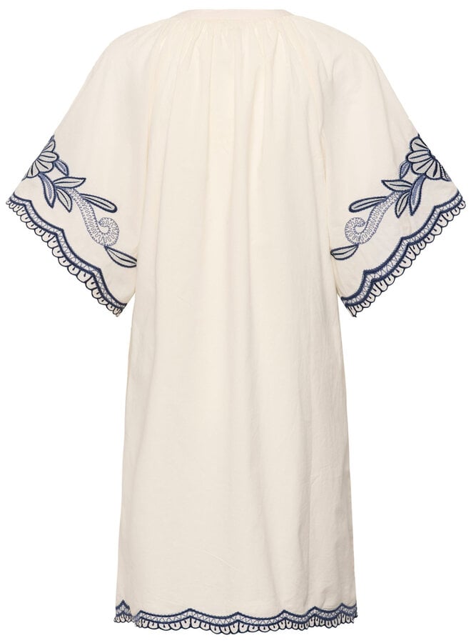 Robe Part Two Breanna écrue avec broderies bleues