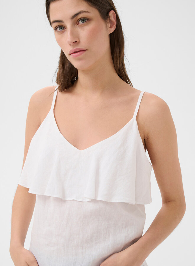 Camisole Part Two Brigita à volant en lin blanche
