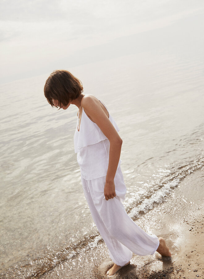 Camisole Part Two Brigita à volant en lin blanche