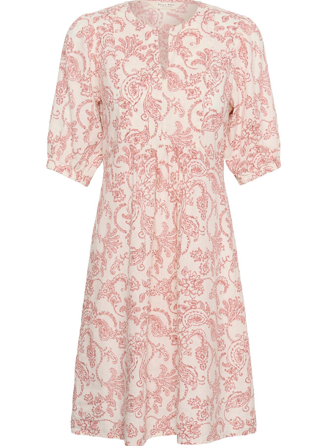 Robe Part Two Benete écrue  paisley rouge cerise
